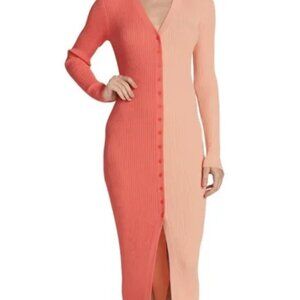 New STAUD Shoko Bittersweet Peach Cardigan Dress Colorblock XL